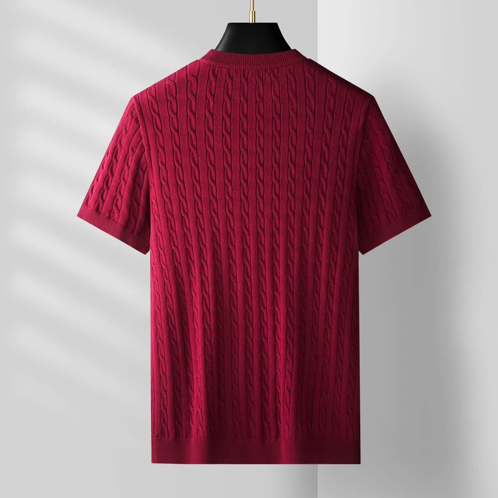 Lugano Fine-Knit Tee — Burgundy (view 2)
