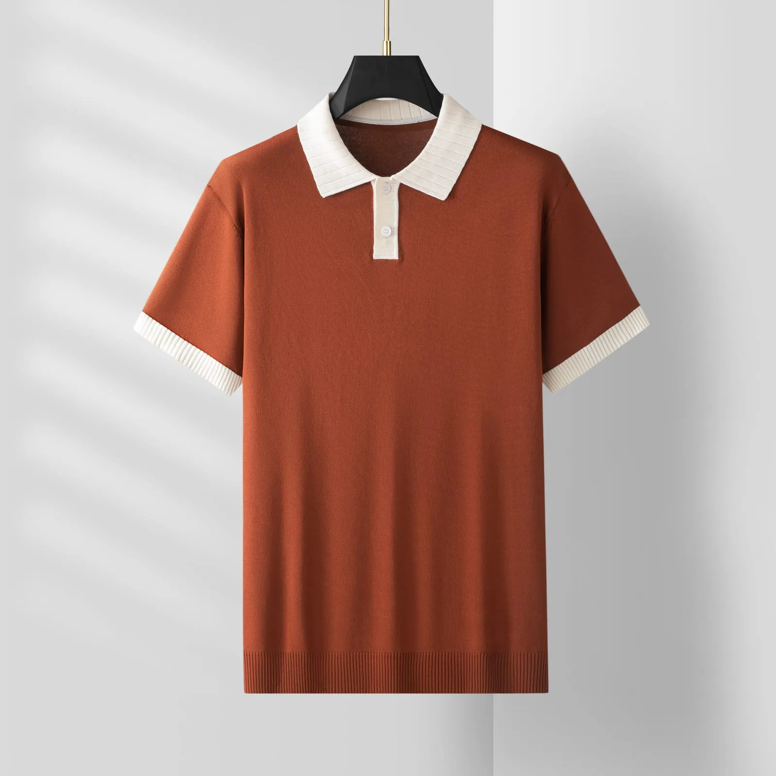 Merano Ribbed Knit Tee — Caramel (view 1)