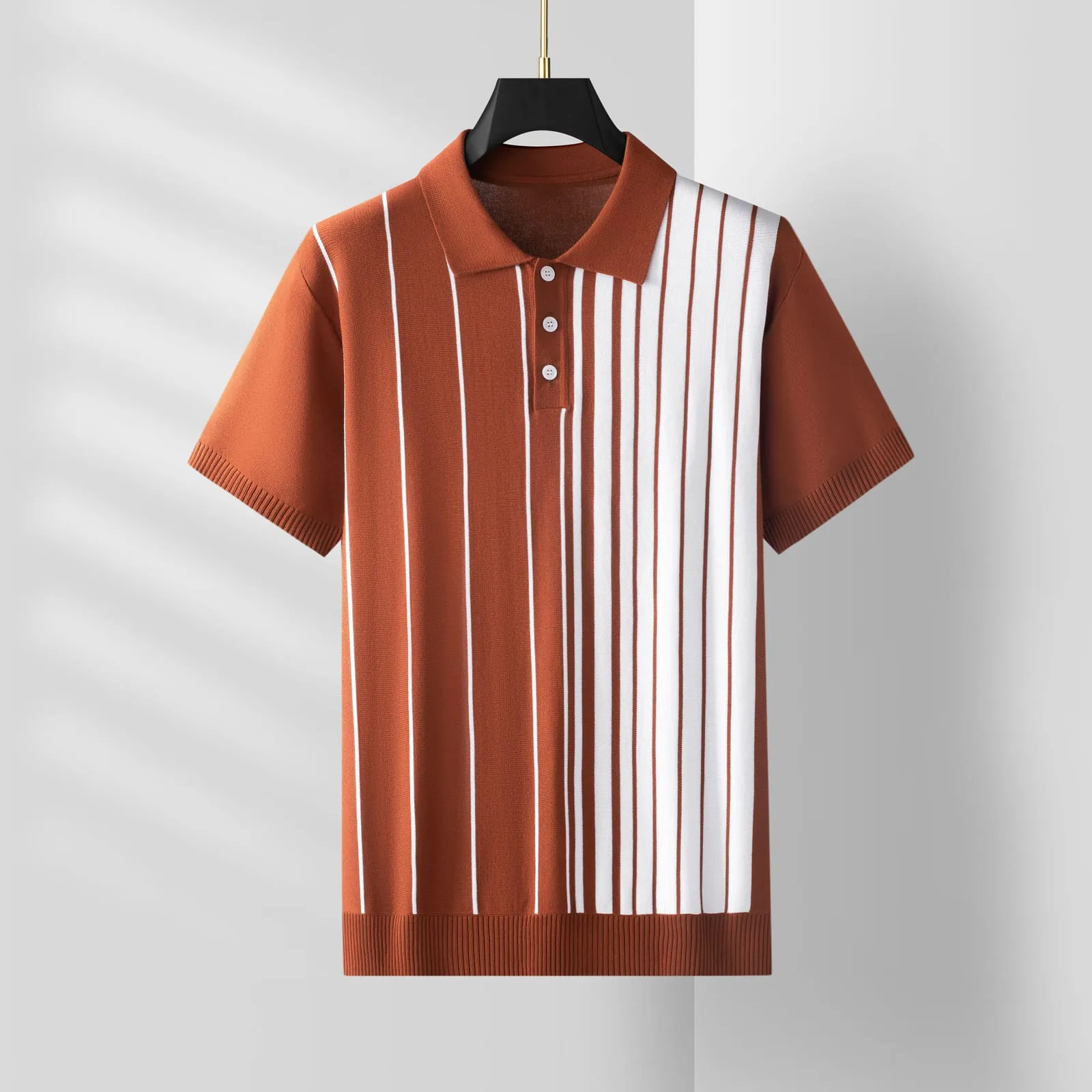 Tellaro Ribbed Knit Tee — Caramel (view 1)