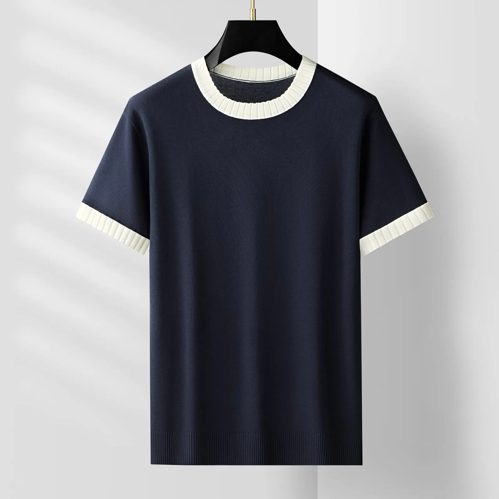 Aran Contrast-Rib Knit Tee — men's knit tee by ArcticKnit