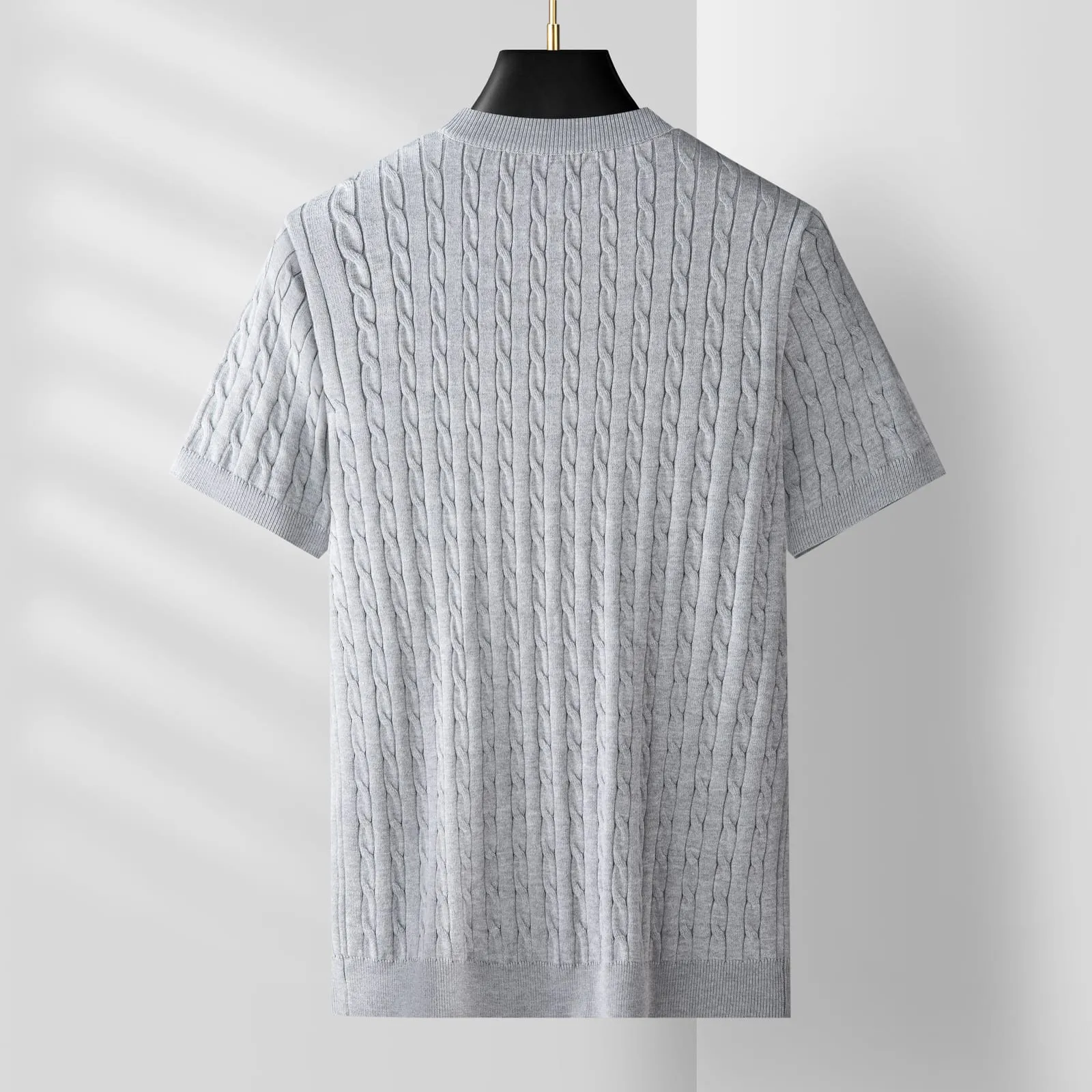 Lugano Fine-Knit Tee — Grey (view 2)