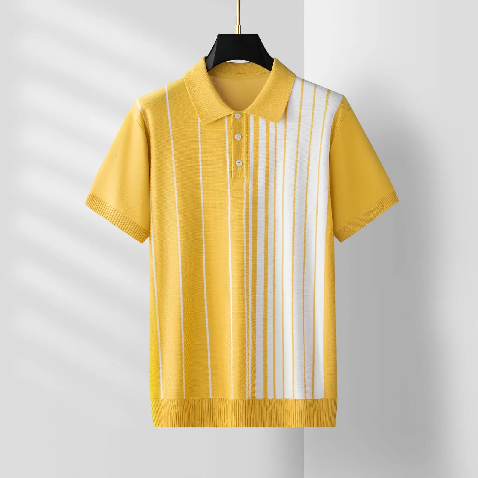 Tellaro Ribbed Knit Tee — Mustard (view 1)